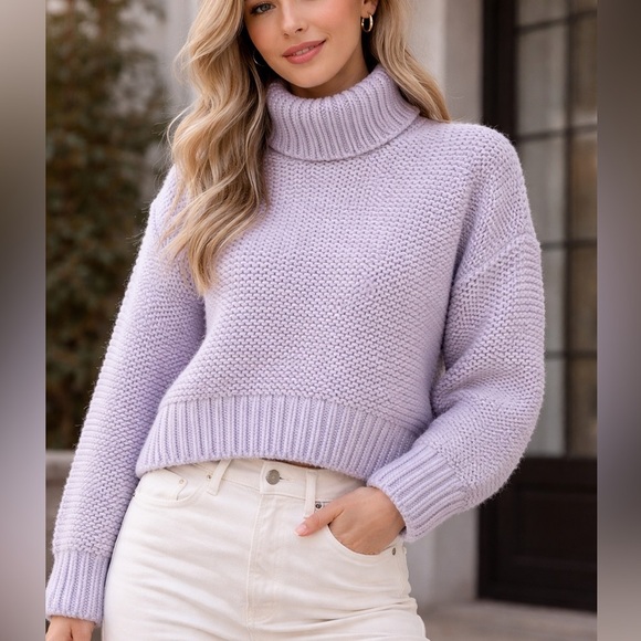 Free People Sweaters - Free People Lavender Chunky Turtleneck Sweater